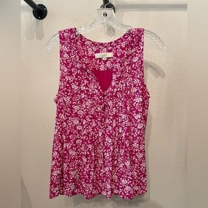 LOFT Sleeveless Top. Size: S. Color: Pink/White.